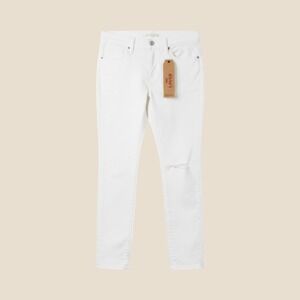 Levi's 711 Ankle Skinny Jeans Womens 28 White Distressed Mid Rise Denim NWT